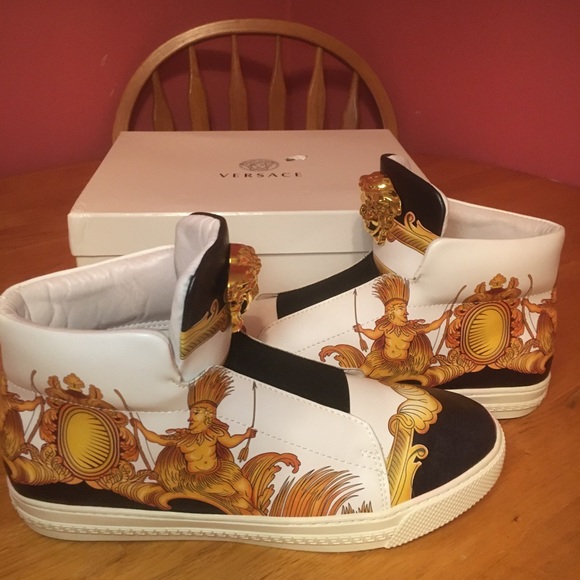 Versace “Baroque” slip-on, high-top sneakers in a size 14 US. Authentic. - Picture 1 of 3